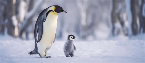 Premium AI Image | Penguin walk in snow Generative AI