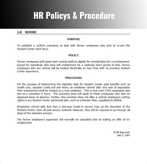 Hr Policies And Procedures Template