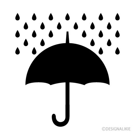 Rain and Umbrella Silhouette Clip Art Free PNG Image｜Illustoon