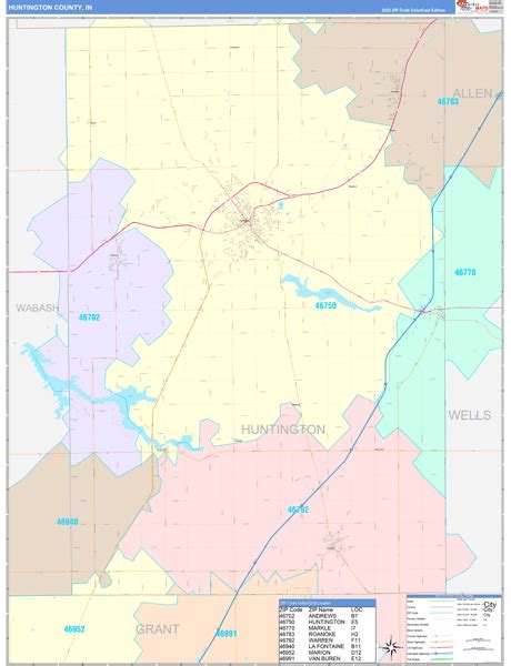 Huntington County, IN Wall Map Color Cast Style by MarketMAPS - MapSales