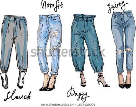 Vector Sketch Jeans Fashion Fit Trendy Stock Vector (Royalty Free ...