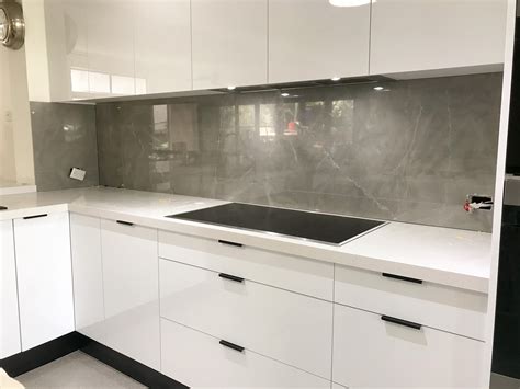 Grey Mock Marble Large Format Tile Kitchen Splashback – Heazlewood ...