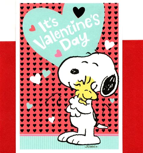 Peanuts Happy Valentine's Day Snoopy & Woodstock Hugs & Hug Hearts Hallmark Card | eBay