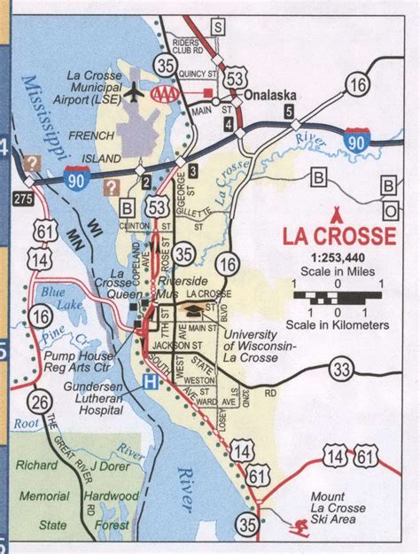 Map of La Crosse city, Wisconsin