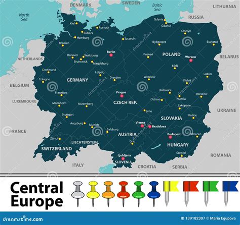 Map of Central Europe stock vector. Illustration of slovakia - 139182307