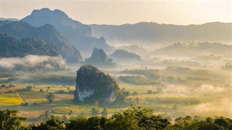 Sunrise with Fog at Phu Langka in Northern Thailand, Mountain View of ...