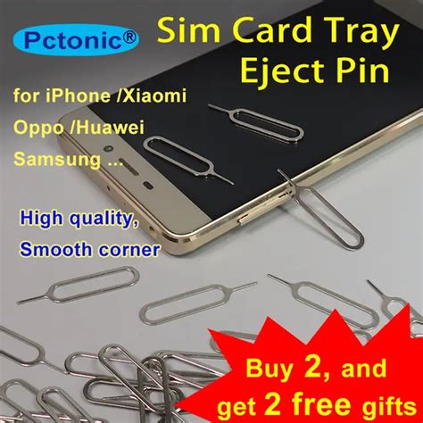 PCTONIC Sim Card ejector pin for iPhone Tray Eject needle Tool Pin high quality for xiaomi ...