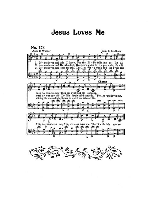 Jesus Loves Me Hymn Digital Sheet Music Home Decor