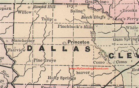 Dallas County, Arkansas 1889 Map