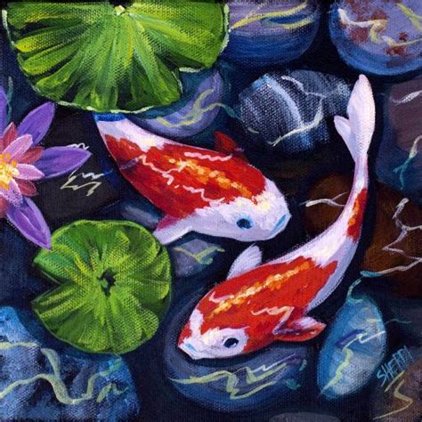 Koi Fish Pond Easy Daily Painting Step By Step Acrylic Tutorials Day 25 #acrylicapril2020 | The ...