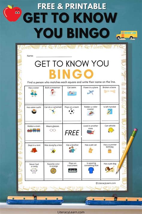 Get to Know You Bingo for Kids - Free Printable - Literacy Learn