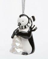 Penguin with White Christmas Tree Christmas Tree Ornaments, Set of 4 - Christmas Decorations ...