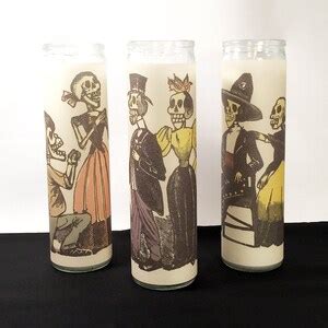 Posada Calavera Couples Glass Prayer Votive Candles Mexican Style ...