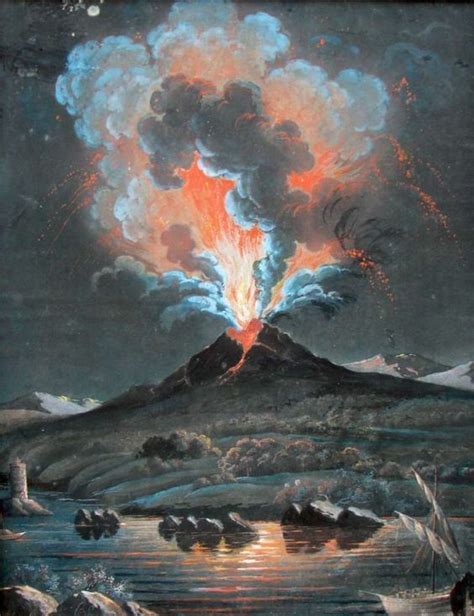 Mount Vesuvius Erupting at Night, Neapolitan School, 19th Century ...