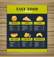 Fast food restaurant menu sketch template Vector Image