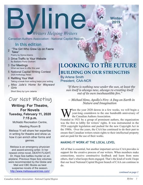 Byline magazine | Canadian Authors National Capital Region