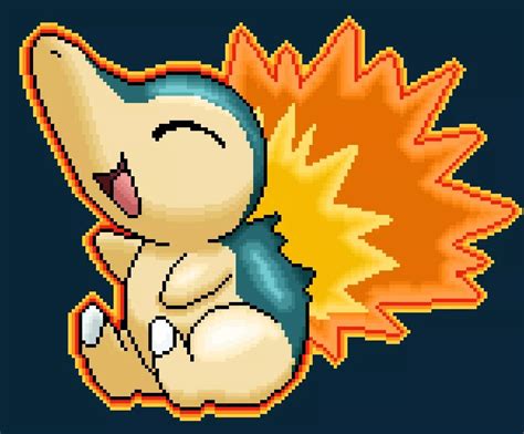 cyndaquil pixel art drawing :D (art by me) : r/pokemon