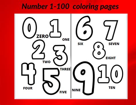 Number Coloring Pages 1-100. Preschool Activity. Toddler Coloring Page ...