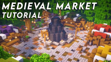 Minecraft | How to build a Medieval Market (Market Stall, Fountain Tutorial) - YouTube