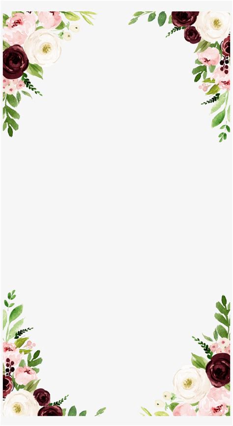 Maroon Floral Wedding Border - Transparent Garden Borders Clipart - 1080x1920 PNG Download - PNGkit