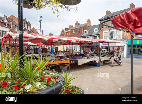 Market stalls, Market Place, Melton Mowbray, Leicestershire, England, United Kingdom Stock Photo ...