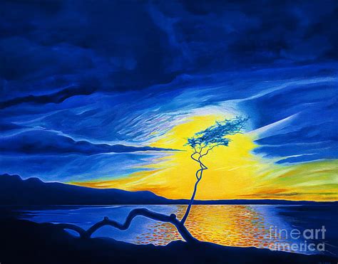 Blue Sunset At Anaehoomalu Painting by Fay Biegun - Printscapes