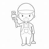 Easy coloring Cartoon Vector Illustration Of A plumber Professions For  sketch template