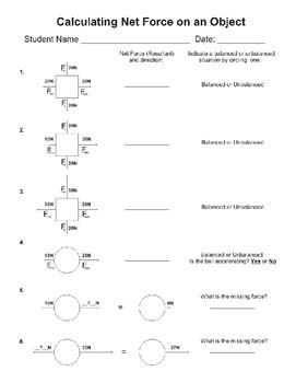 Net Force Diagram Worksheet