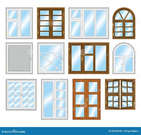 Set of Different Types of Windows. Stock Illustration - Illustration of ...