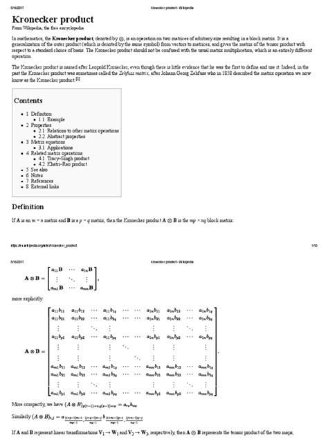 Kronecker Product - Wikipedia | Matrix Theory | Matrix (Mathematics)