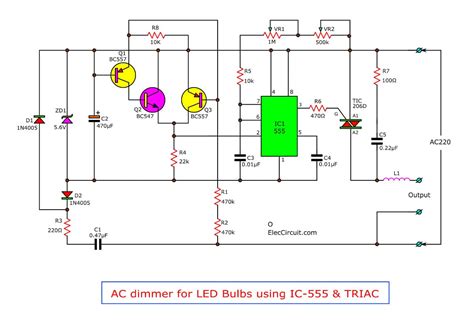 AC dimmer for LED Bulbs using IC-555 & TRIAC | ElecCircuit.com