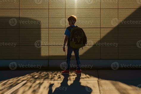 A young boy whose shadow morphs into a silhouette. Generative AI ...