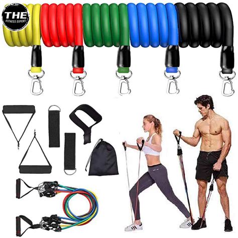 11-piece Tension Band 100 Pounds Resistance Rope Body Workout Yoga Fitness Exercise Muscle ...