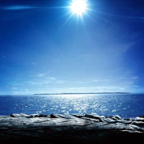 Laeacco Sunny Blue Sky Sea Stone Beach Scene Photography Backgrounds Vinyl Custom Camera ...