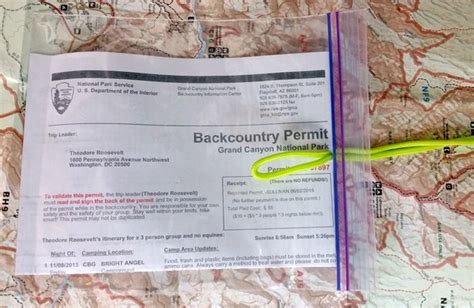 Backcountry Permit - Attach to Pack - Grand Canyon National Park (U.S ...