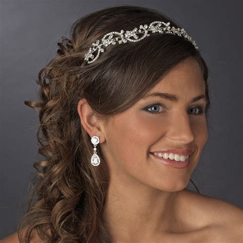 Crystal & Pearl Floral Tiara Headband - Elegant Bridal Hair Accessories