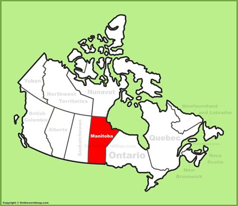 Manitoba location on the Canada Map - Ontheworldmap.com