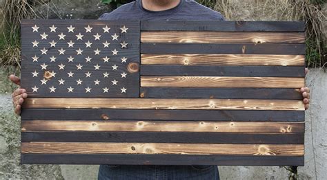 Modern Rustic Burnt Wood American Flag - Wooden-American-Flags.co