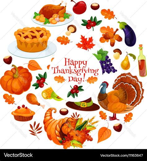 Happy thanksgiving day round sticker emblem Vector Image