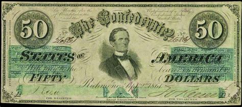 Confederate Currency 1861 $50 Dollar Bill Jefferson Davis T-16|World Banknotes & Coins Pictures ...