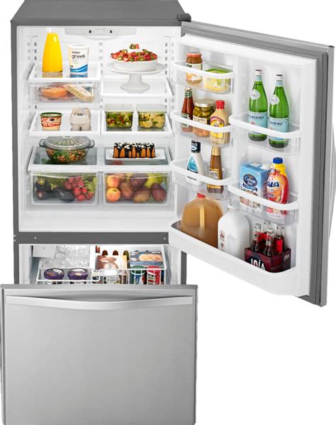 Whirlpool 18.5 Cu. Ft. Bottom-Freezer Refrigerator Stainless steel ...