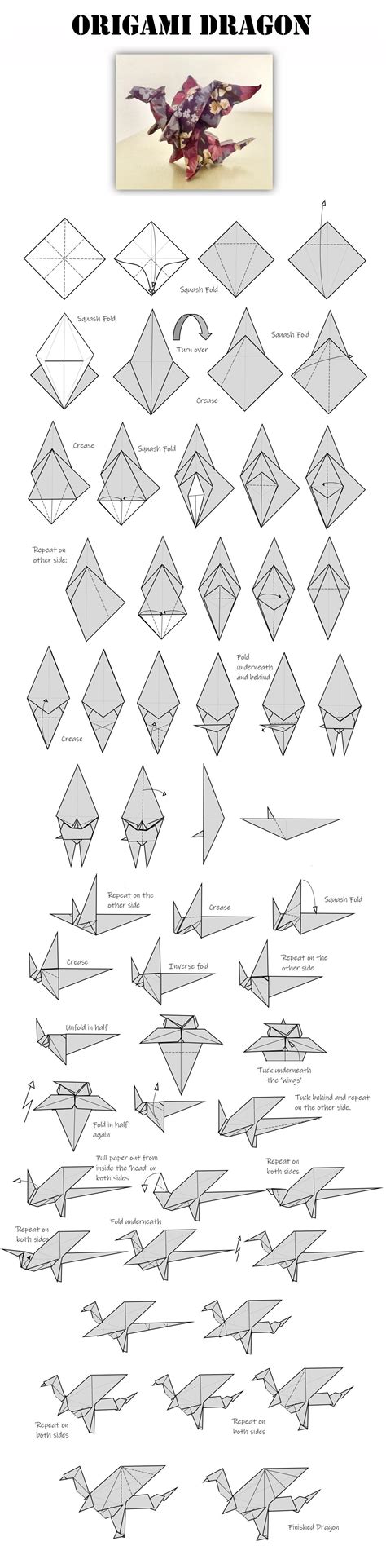 Origami ideas: Origami Instructions For A Dragon