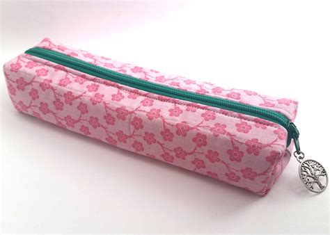 PINK FLOWERS Pencil Case Zipper Pen Case Travel Size