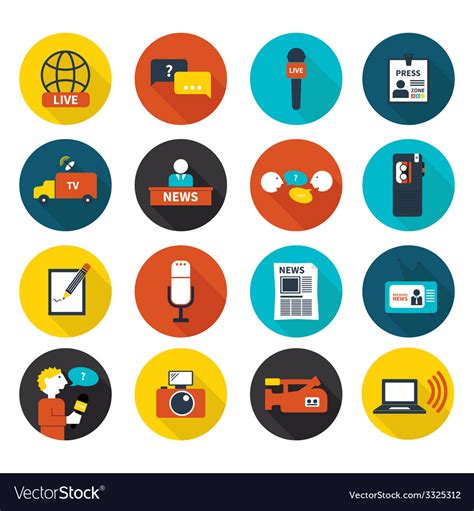 Journalism icons set Royalty Free Vector Image