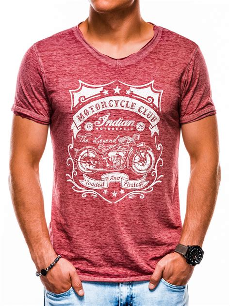 Men's printed t-shirt S1136 - dark red | MODONE wholesale - Clothing For Men