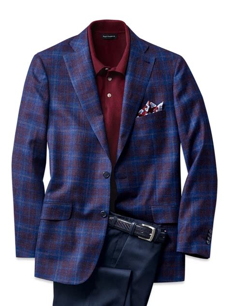 Italian Wool, Silk and Linen Plaid Notch Lapel Sport Coat | Paul Fredrick