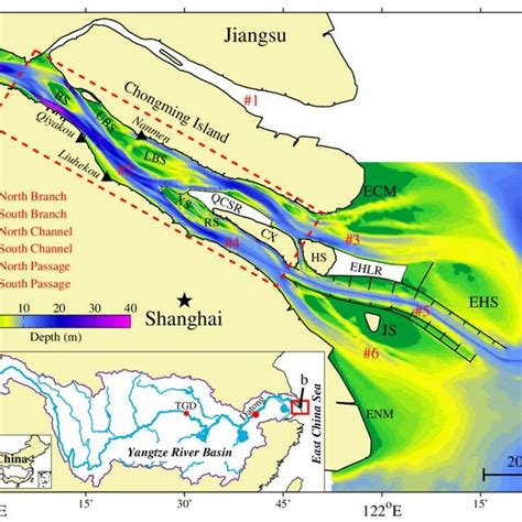 (a) Map of the Yangtze River Basin; (b) map of the Yangtze Estuary with ...