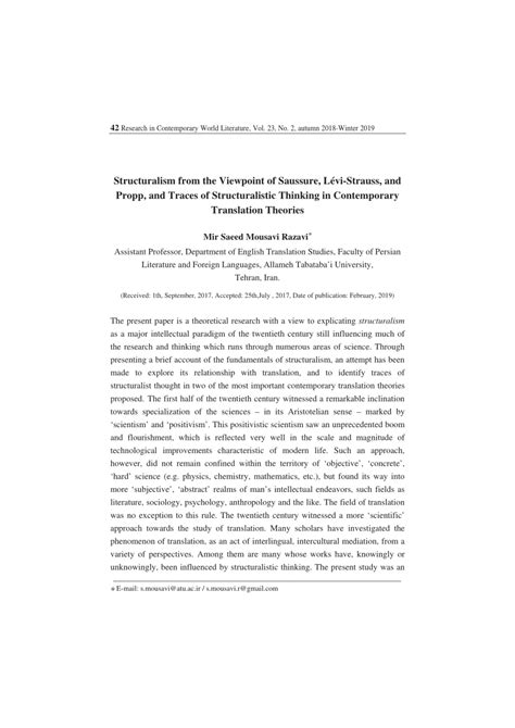 (PDF) Structuralism from the Viewpoint of Saussure, Lévi-Strauss, and ...