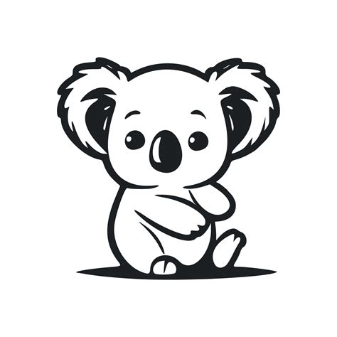 Black and white Lightweight logo with Adorable and cute koala. 19978205 ...