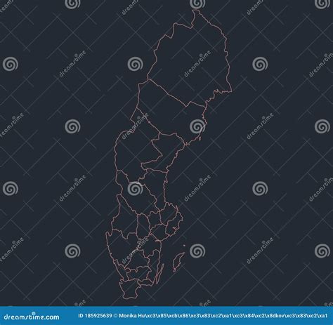 Sweden Map Outline, Flat Design, Blank Stock Vector - Illustration of contour, administrative ...